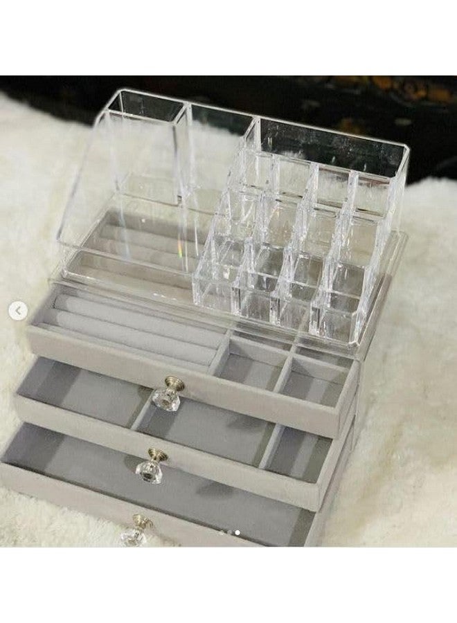 Azelf Acrylic Stackable Makeup Organizer Drawers With Compartments And Velvet Drawers Large Cosmetic Makeup Organizer - Image 3