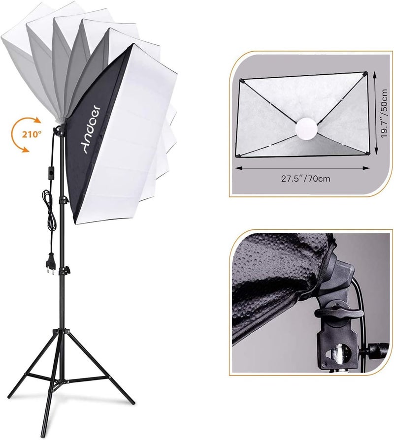 Eacam Photography kit with 85W 2800K-5700K Bi-color Temperature LED Light * 1 + 50x70cm Softbox * 1 + 2M Light Stand * 1 + Remote Control * 1 + Carry Bag * 1 for Portrait Product Photography Video - Image 4