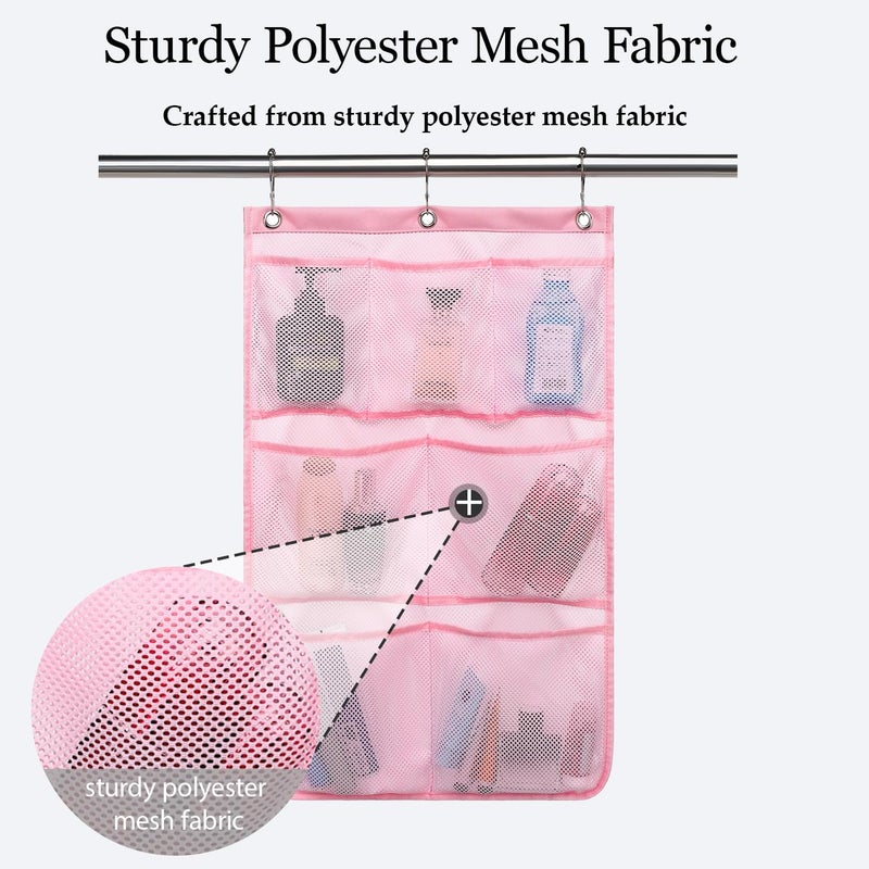 Gyeukham Hanging Mesh Shower Caddy For Bathroom - Quick Drying Portable Shower Organizer With Multiple Pockets For Soap Shampoo And Cruise Ship Essentials Saving Bathroom Storage Pink 1 Pack - Image 3