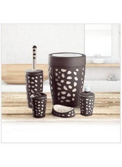 no Bathroom Accessories Set - 5 Pcs - Brown 