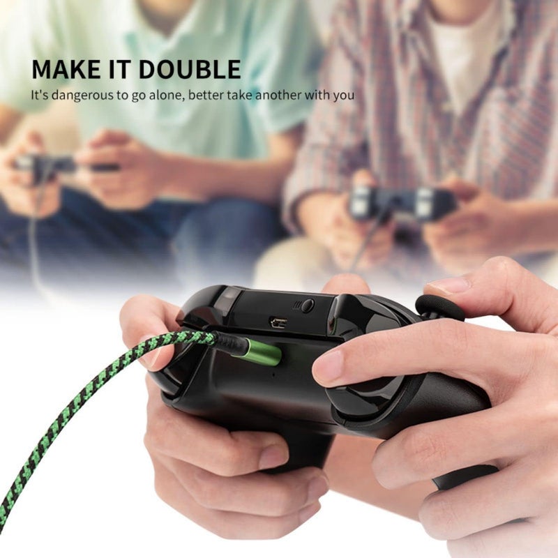 NITHO Set Of 2 Charge and Play Cables Compatible with Xbox One and Playstation 4 Controllers, 4 Meters Extra Long USB-A to Micro-USB Charger Cable Power Cord (2 Cables, Green) - Image 5