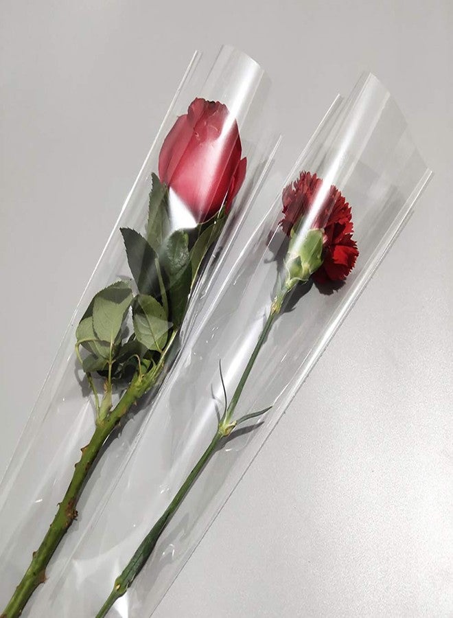 ccHuDE 200 Pcs Clear Plastic Flower Bouquet Bag Sleeve Transparent Cellophane Bags Rose Packaging Bags for Valentine's Day - Image 2