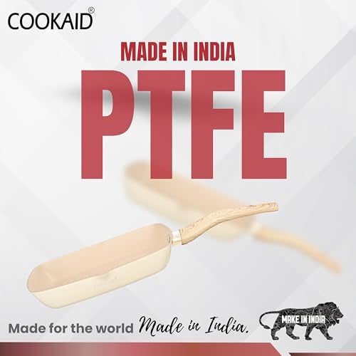 COOKAID Neo Glide Series Non Stick PTFE Grill Pan 24 cm| Aluminium Body| Gas & Induction Compatible| ISI Certified | Cream - Image 5