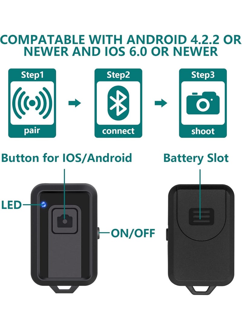 ريموت بلوتوث لاسلكي للتحكم بالكاميرا للهواتف الذكية – متوافق مع آيفون، آيباد، هواتف أندرويد والأجهزة اللوحية (أسود) - Image 4
