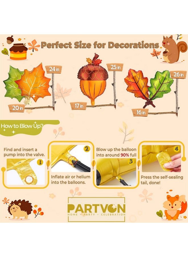 PARTVON 13 Pieces Woodland Animal Balloons, Forest Animals Foil Mylar Balloon for Woodland Themed Baby Shower Birthday Fall Party Decorations  - Image 3