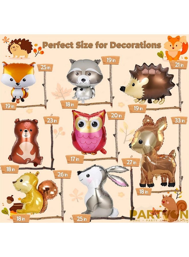 PARTVON 13 Pieces Woodland Animal Balloons, Forest Animals Foil Mylar Balloon for Woodland Themed Baby Shower Birthday Fall Party Decorations  - Image 2