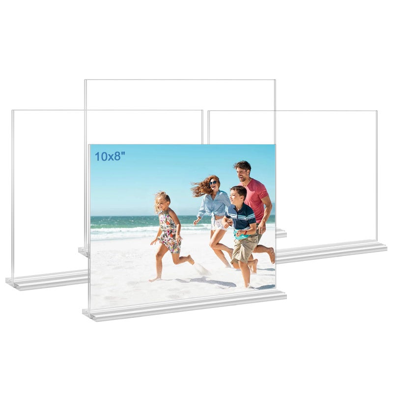 Douildhaiy Acrylic Picture Frames 8x10 inches  4 Pack Clear Plastic Picture Frames Holder Standing 8x10 Double Sided Picture Desktop Display for Photo Home Office - Horizontal - Image 1