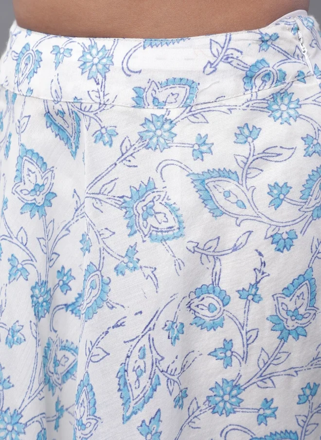 أيه كيه إس لباس ليجها تشولي مطبوع باللونين الأزرق والأبيض للفتيات