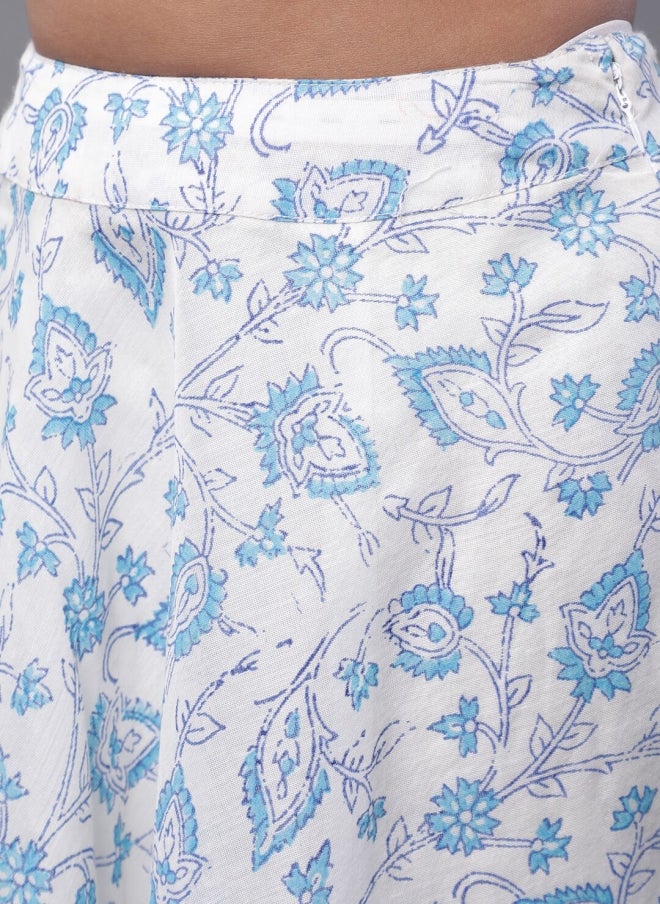 AKS Blue and White Printed Lehenga Choli for Girls - Image 3