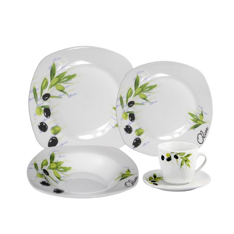 Lorren Home Trends 20Piece Square Dinnerware Set Service For 4Olive Olive