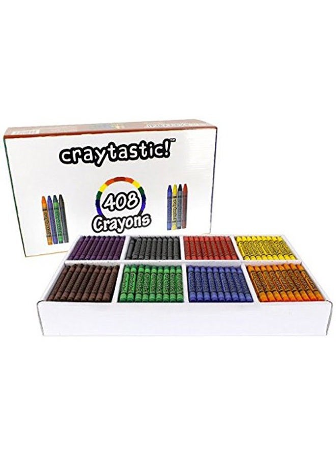 Craytastic 408-Count Crayon Premium Class Pack, Best-Buy Assortment (8 colors, FULL SIZE 3.5 Inch) SAFETY TESTED COMPLIANT WITH ASTM D-4236 - Image 1