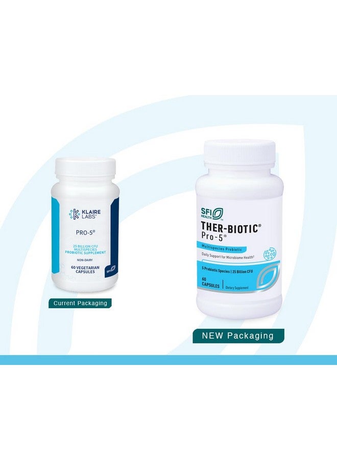 Klaire Labs Pro-5 Probiotic - 25 Billion CFU High Dose Multispecies Gut Recolonization Support for Men & Women, Hypoallergenic & Dairy-Free (60 Capsules) - Image 2