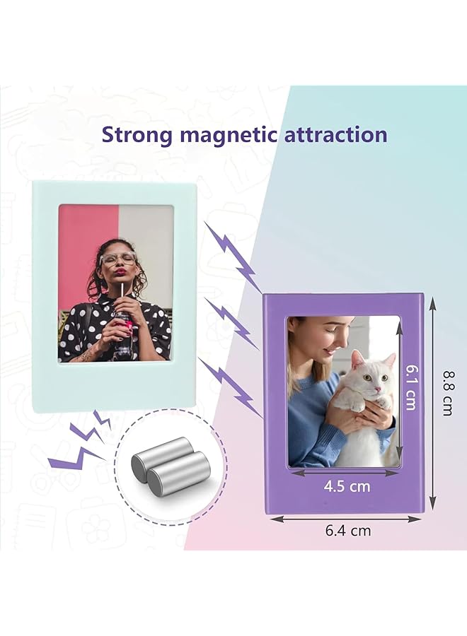 20 صورة مغناطيسية مقاس 3 بوصات بإطار صور بلاستيكي ملون، حافظة مغناطيسية صغيرة لملء الثلاجة ومكاتب التذاكر - Image 2
