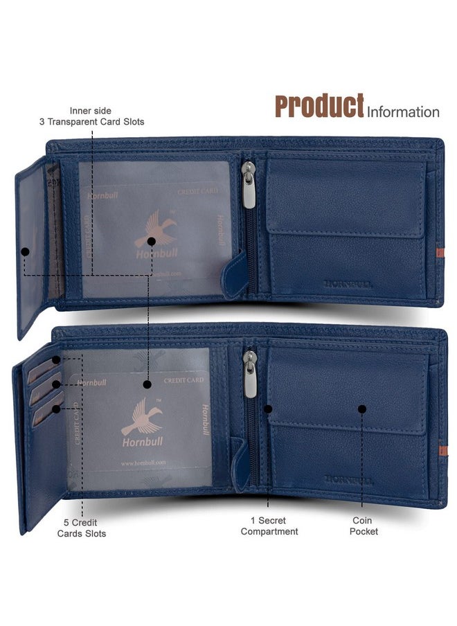 HORNBULL Denial Navy Leather Wallet For Men | Leather Mens Wallet With Rfid Blocking | Wallets Men Genuine Leather  - Image 2