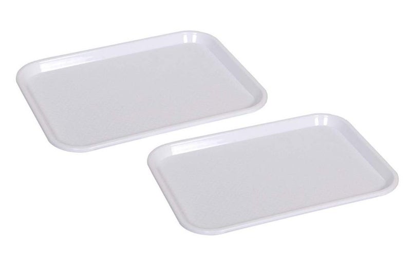 Urmila Plastic® Serving Tray Platter Rectangular Shape Plastic Trays for Drink Breakfast Tea Dinner Coffee Salad Food for Dinning Table Home Kitchen 11x14 Inches White Set of 2 - Image 5
