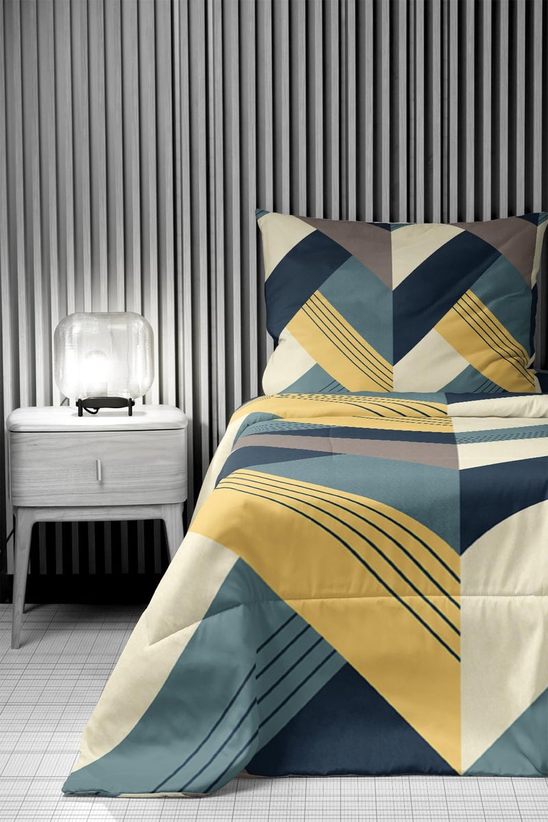 LOOMLYFE Cotton 300 TC All Season King Size AC Comforter || Blanket || Duvet For Double Bed With 1 Flat Bedsheet And 2 Large Pillow Covers - 4 Piece Comforter Set - Blue arrow - Image 4