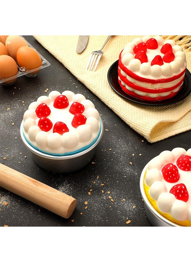 HS Cake Pans Round Non Stick Round Cheese Cake Baking Pans For Home Party Baking Supplies, Round Cake Pans with Removable Bottom 4 Pieces 4.5 Inch  - Image 4