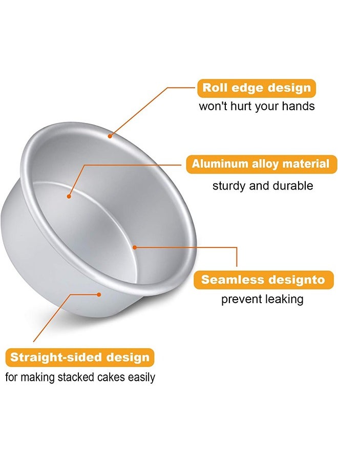 HS Cake Pans Round Non Stick Round Cheese Cake Baking Pans For Home Party Baking Supplies, Round Cake Pans with Removable Bottom 4 Pieces 4.5 Inch  - Image 3