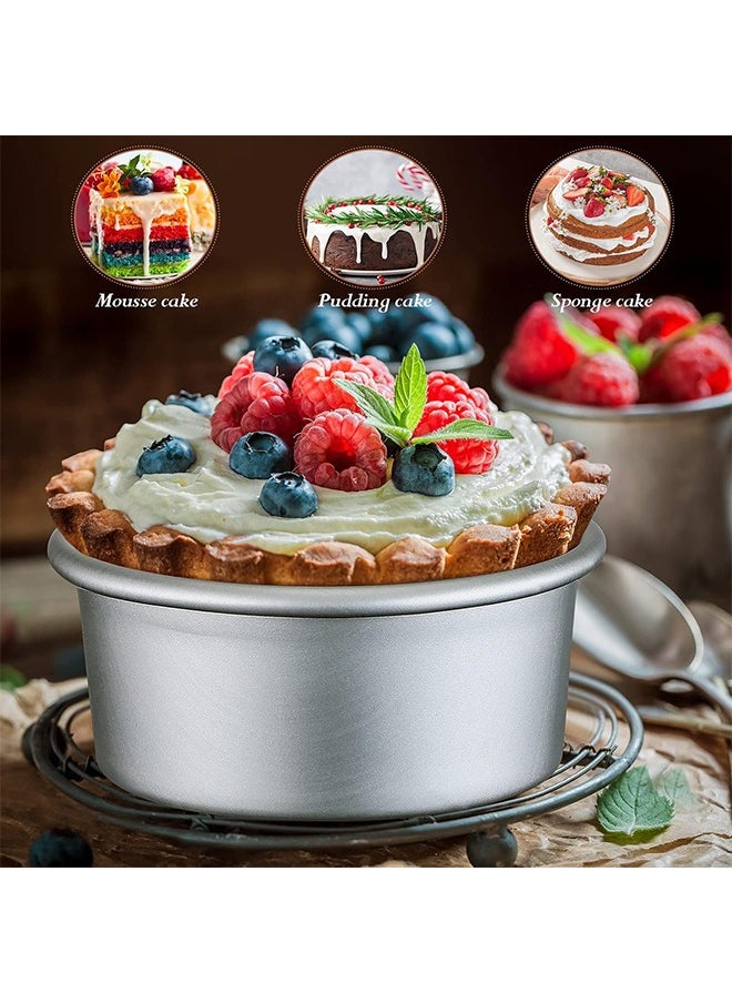 HS Cake Pans Round Non Stick Round Cheese Cake Baking Pans For Home Party Baking Supplies, Round Cake Pans with Removable Bottom 4 Pieces 4.5 Inch  - Image 5