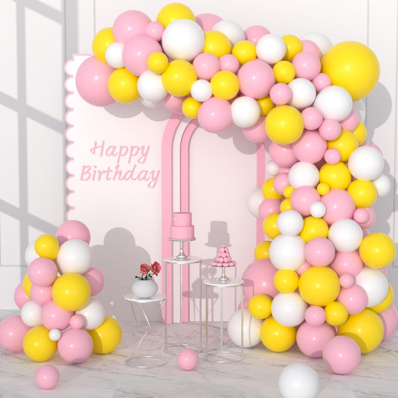 Cunnikku Pink Yellow White Balloon Garland Arch kit 109PCS Yellow Light Pink White Balloons for Girl 1st Birthday You Are My Sunshine Sunflower Honeybee Theme Baby Bridal Shower Wedding Party Decorations - Image 3