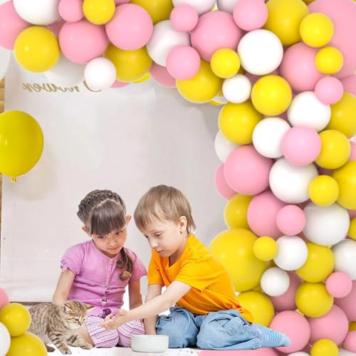 Cunnikku Pink Yellow White Balloon Garland Arch kit 109PCS Yellow Light Pink White Balloons for Girl 1st Birthday You Are My Sunshine Sunflower Honeybee Theme Baby Bridal Shower Wedding Party Decorations - Image 5