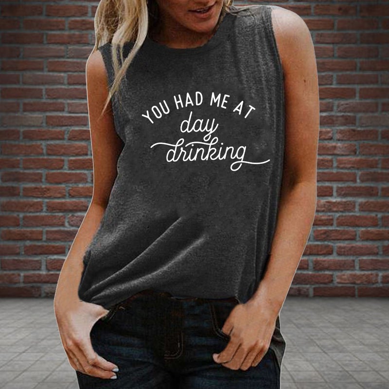 2021 YOU HAD ME AT Women's Round Neck Loose Top Sleeveless T-shirt - Image 1