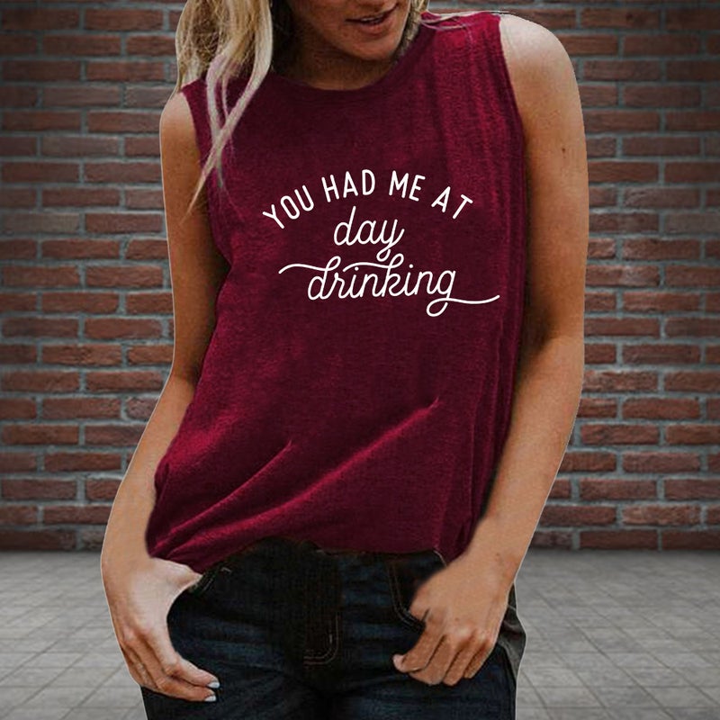 2021 YOU HAD ME AT Women's Round Neck Loose Top Sleeveless T-shirt - Image 3