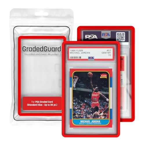 GradedGuard Graded Card Guard Case for Standard PSA Slab Case Multiple Colors Soft Touch Matte Finish Stackable Made to Fit PSA Solid TPU and PC Design Red - Image 1