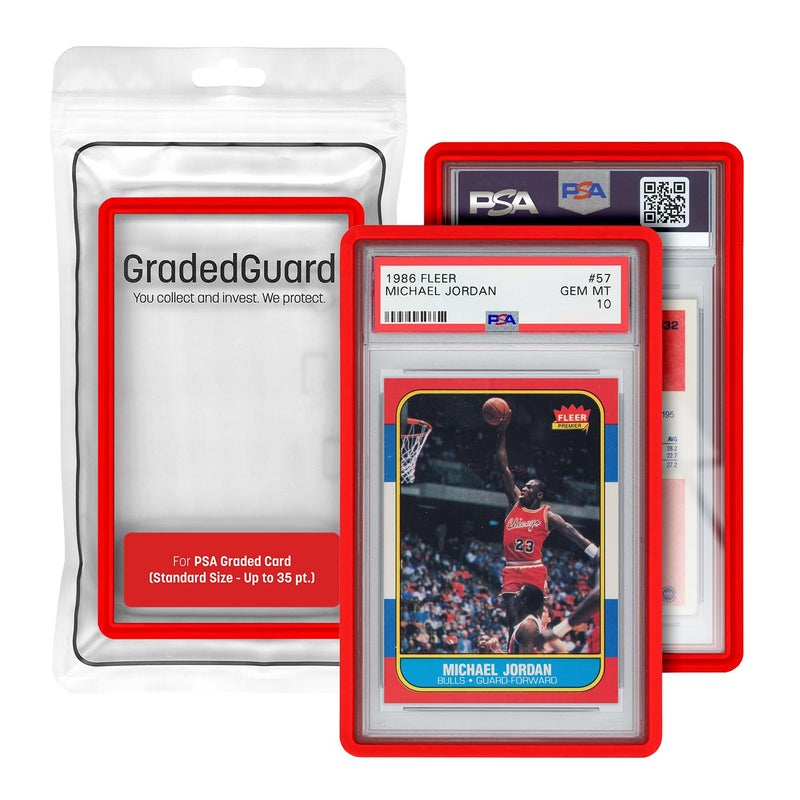GradedGuard Graded Card Guard Case for Standard PSA Slab Case Multiple Colors Soft Touch Matte Finish Stackable Made to Fit PSA Solid TPU and PC Design Red - Image 2