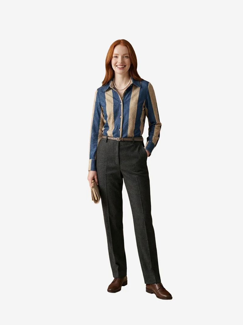 MY FASHION MY FASHION Striped Velvet Weave Button Shirt