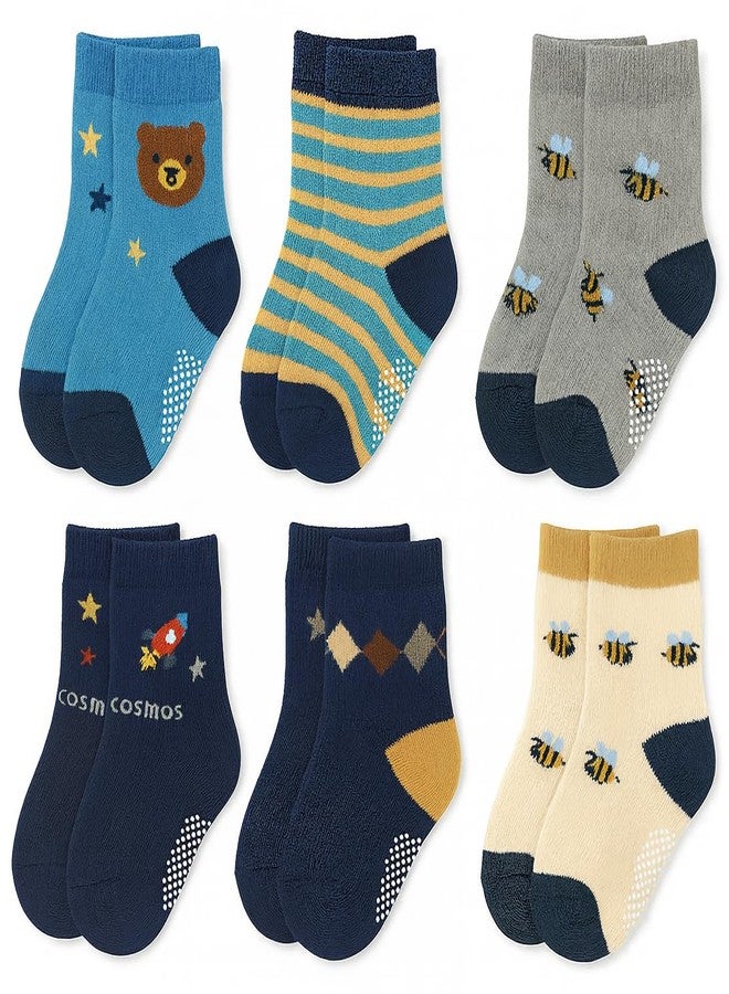 CUTEABLY Baby Boy & Girl Socks Anti Skid Pack of 6 - Mix Print Cotton Toddler Socks (IN, Age, 12 Months, 18 Months, Pack of 6) - Image 1