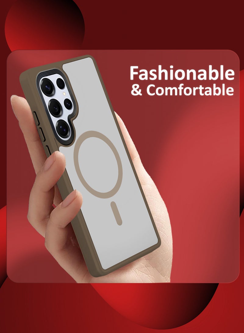 CATANES (for Samsung Galaxy S25 Ultra) Magnetic Slim Protective Case with Wireless Charging Support - Dark Brown - Image 3