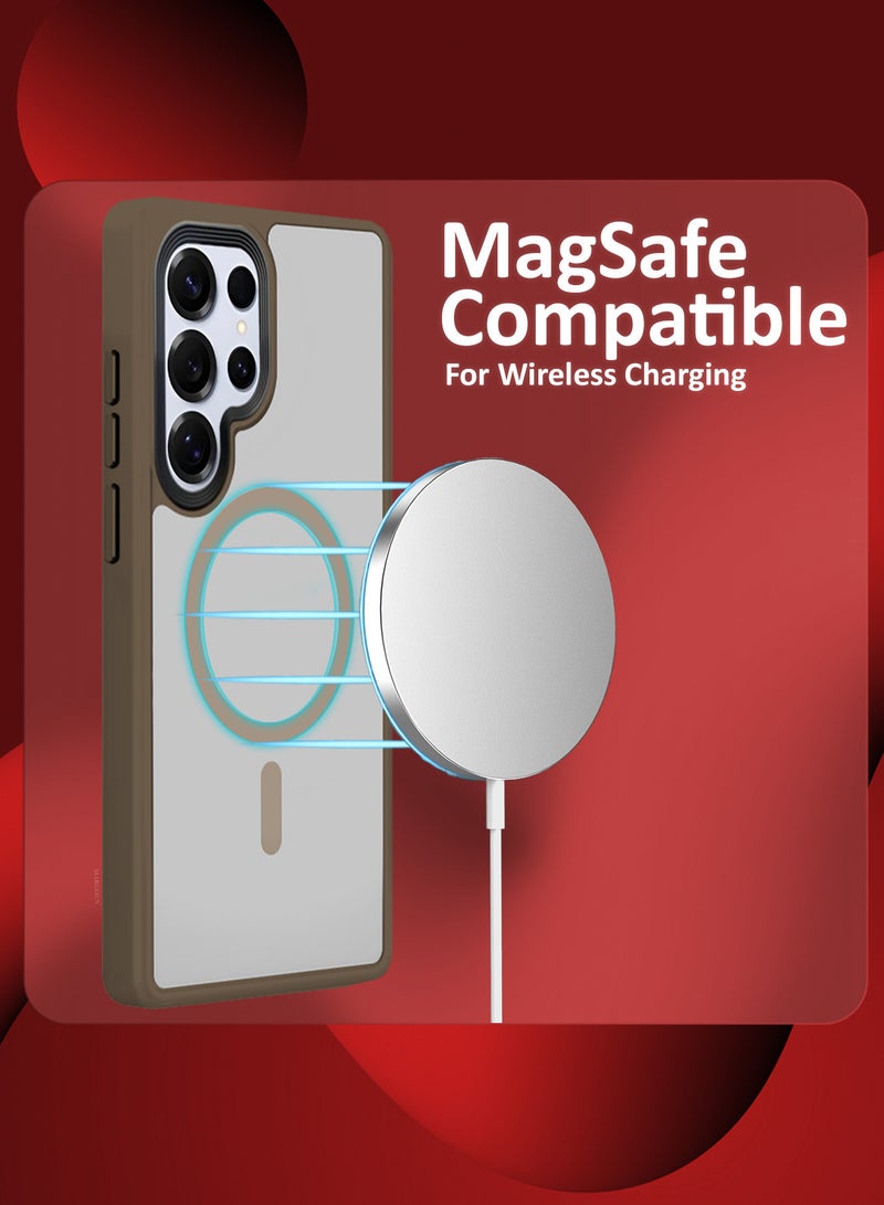 CATANES (for Samsung Galaxy S25 Ultra) Magnetic Slim Protective Case with Wireless Charging Support - Dark Brown - Image 4