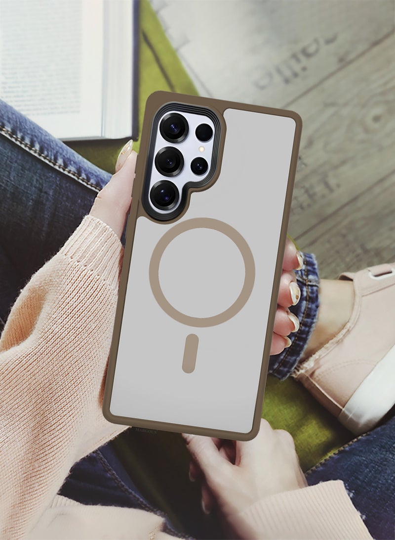 CATANES (for Samsung Galaxy S25 Ultra) Magnetic Slim Protective Case with Wireless Charging Support - Dark Brown - Image 5