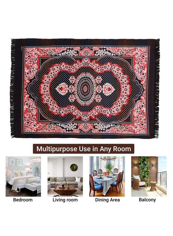 Kuber Industries Carpet|Water Absorption Kalamkari Paisley Pattern Floor Mat|Velvet Sitting Carpet for Hall, Living Room, 5x7 Feet (Brown) - Image 5