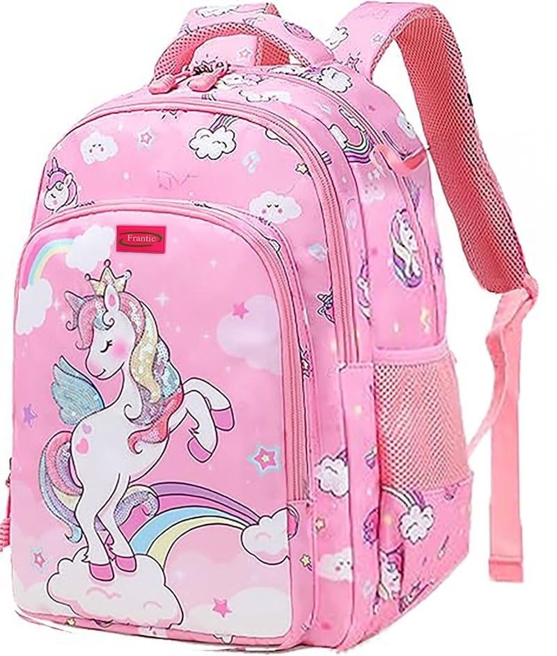 Frantic Polyester Waterproof 26L School Backpack - Daypack Picnic Bag for School Going Boys & Girls (Pink Dancing Unicorn) - Image 2