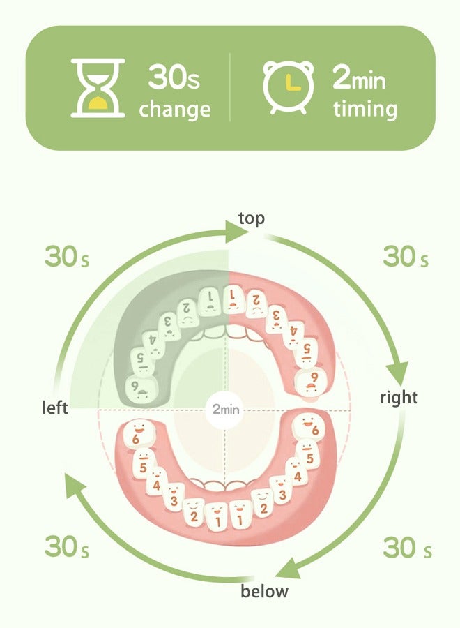 شاربدو فرشاة أسنان كهربائية سونيك قابلة لإعادة الشحن للأطفال مع مؤقت ، 6 رؤوس فرشاة ، ديناصور ، أخضر - Image 3
