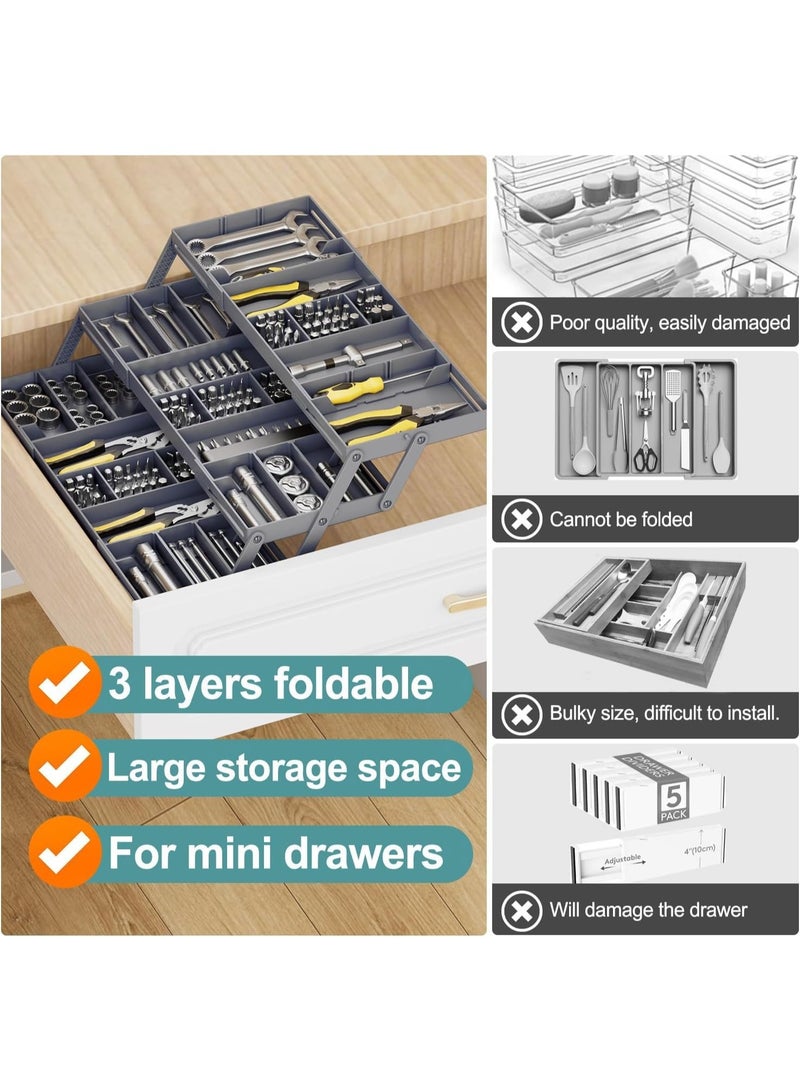 Garlo Multi Level Smart Drawer Organizer – 3 Tier Expandable Drawer Organizer – Jewelry, Junk, Makeup, Silverware Storage Organizer – Perfect for Kitchen, Desk, Medicine Cabinet & More - Image 3