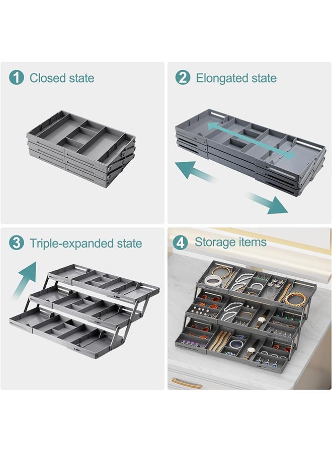 Garlo Multi Level Smart Drawer Organizer – 3 Tier Expandable Drawer Organizer – Jewelry, Junk, Makeup, Silverware Storage Organizer – Perfect for Kitchen, Desk, Medicine Cabinet & More - Image 5