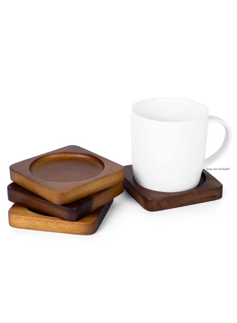 BILLI مجموعة بيللي من 4 قطع من حوامل الأكواب - حوامل أكواب من خشب الأكاسيا، واقيات للطاولات، حوامل مشروبات مقاومة للحرارة لتزيين المنزل، الطعام، وإكسسوارات المطبخ - Ø10 سم - Image 3