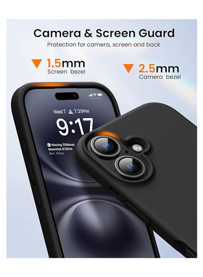 X-level for iPhone 16 Case,Shockproof Liquid Silicone Protective Phone Cover with Soft Anti-Scratch Microfiber Lining Ultra Slim Drop Protection Phone Back Cover 6.1 inch(Black) - Image 3