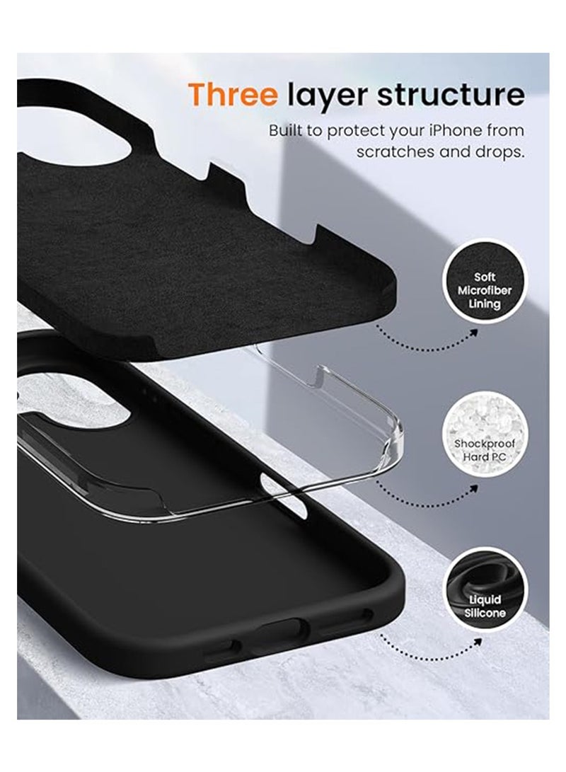 X-level for iPhone 16 Case,Shockproof Liquid Silicone Protective Phone Cover with Soft Anti-Scratch Microfiber Lining Ultra Slim Drop Protection Phone Back Cover 6.1 inch(Black) - Image 4