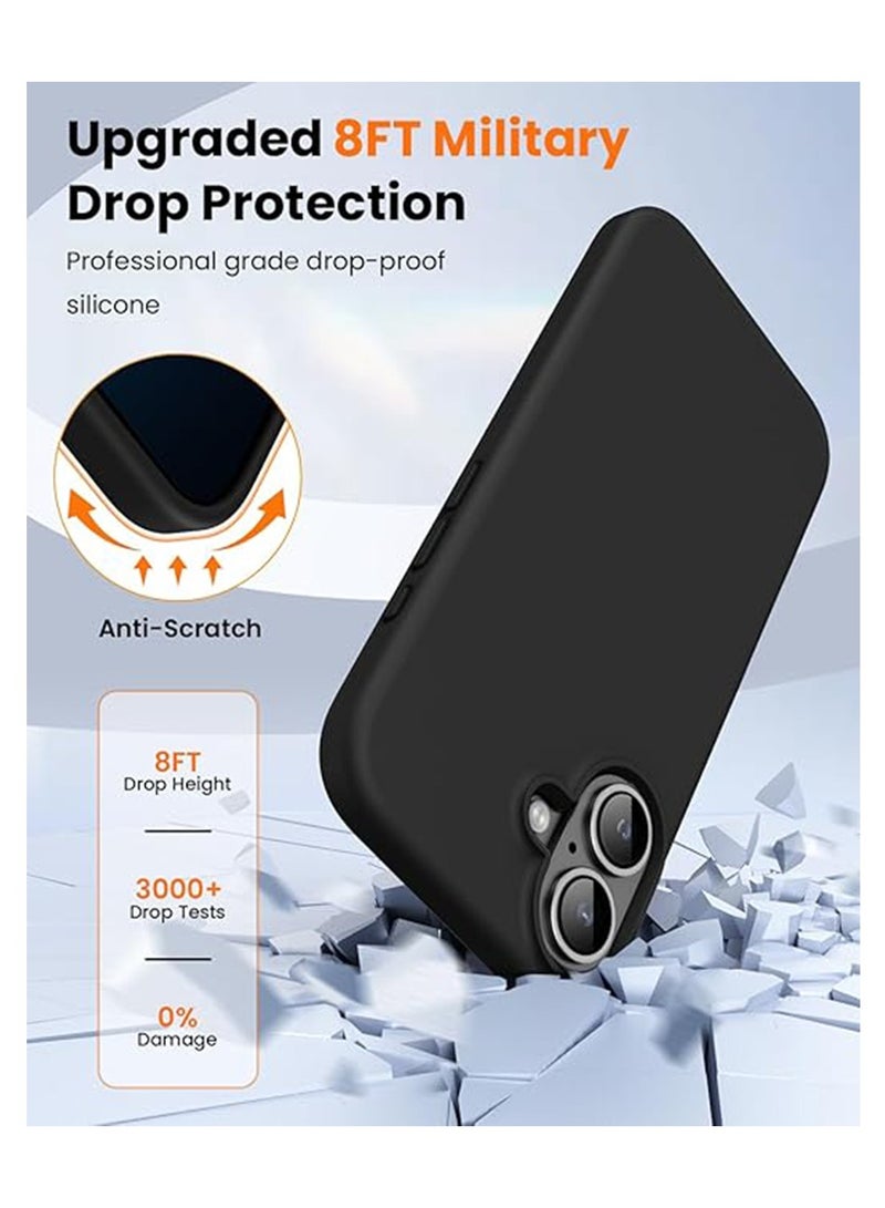 X-level for iPhone 16 Case,Shockproof Liquid Silicone Protective Phone Cover with Soft Anti-Scratch Microfiber Lining Ultra Slim Drop Protection Phone Back Cover 6.1 inch(Black) - Image 5