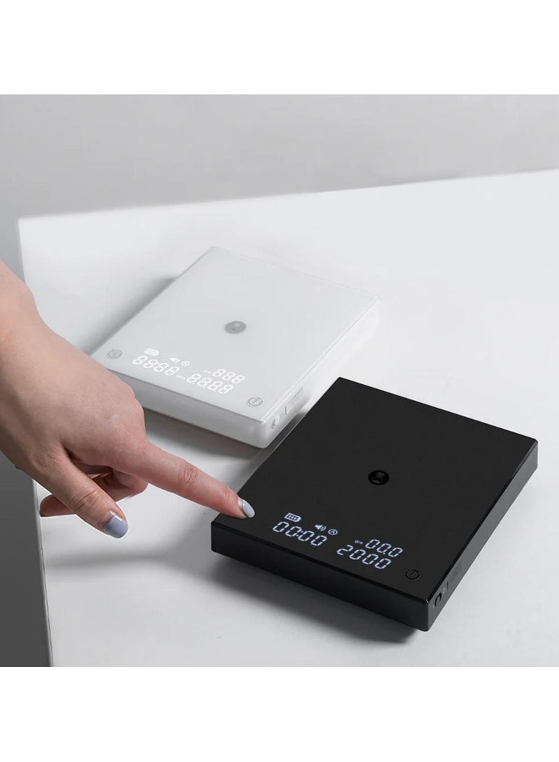 ميزان القهوة مع مؤقت، مقياس رقمي مع شاشة LCD، مقياس إسبرسو للصب على التقطير مع وظيفة المؤقت التلقائي ومعدل التدفق، أساسي 2.0، أسود