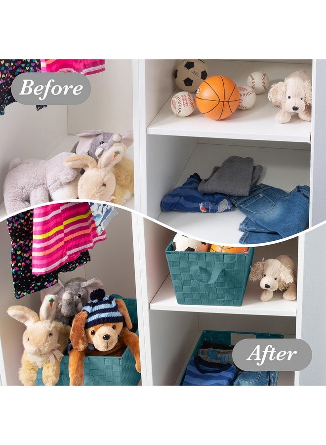 Simplify Large Shelf Woven Strap Tote | Decorative Storage Basket | Built in Handles | Organization | Closet | Bedroom | Bathroom | Nursery | Accessories | Toys | Gifts | 1 Pack | Sapphire - Image 4