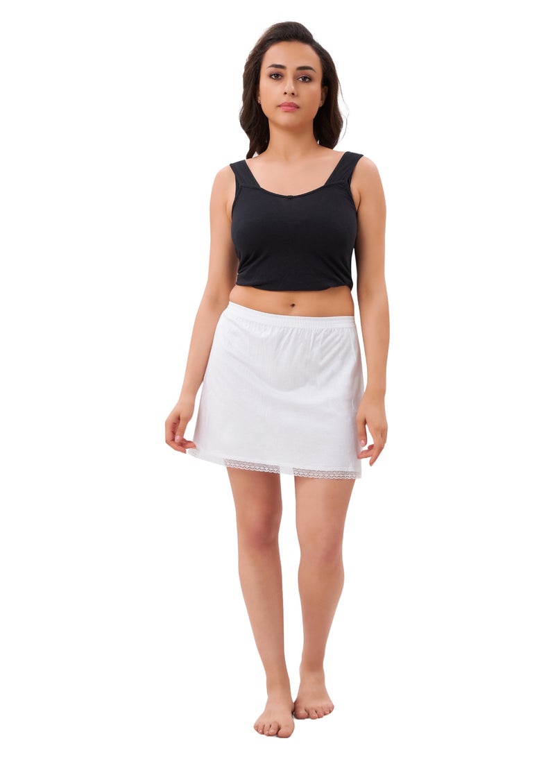 mybody Women's Micro Inskirt Combo Pack of 3 – Pure White Cotton Petticoats – Soft Breathable Stretchable Fabric – Seamless Underskirt for Saree & Ethnic Wear – Sizes S to 3XL  - Image 5