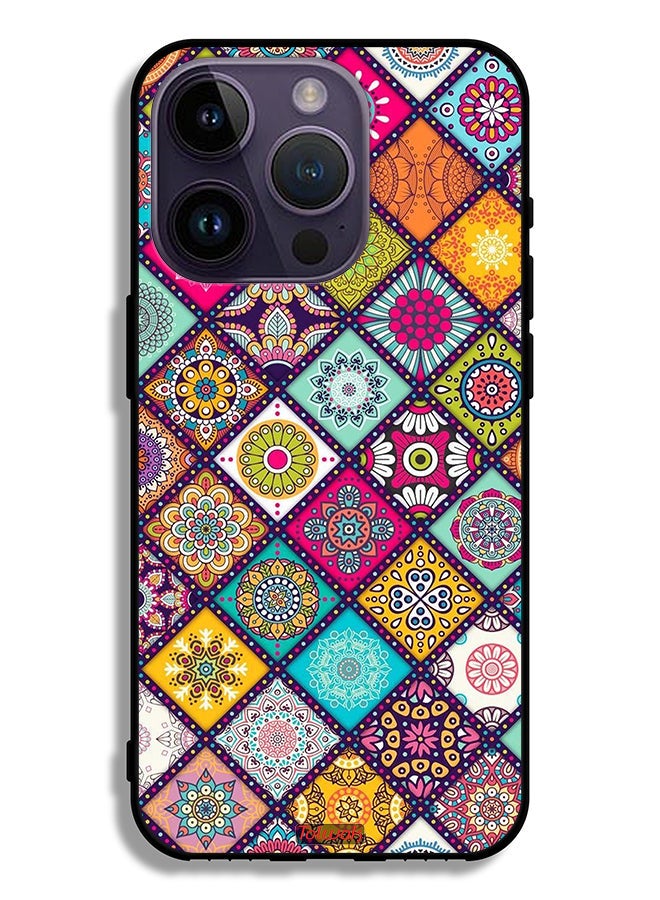 Tolwak Apple iPhone 14 Pro Protective Case Mandala Squares Pattern - Image 2
