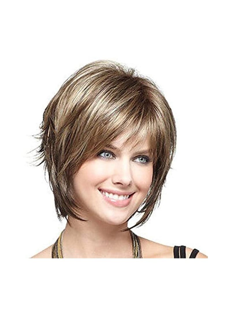 إستيل شعر مستعار مقاوم للحرارة من الألياف Eestelle مع الانفجارات للنساء بمظهر طبيعي شعر مستعار كامل للحفلات اليومية ، حليقة ، مموج ، مستقيم ، طويل ، قصير (شعر مستعار قصير 12/613) - Image 1