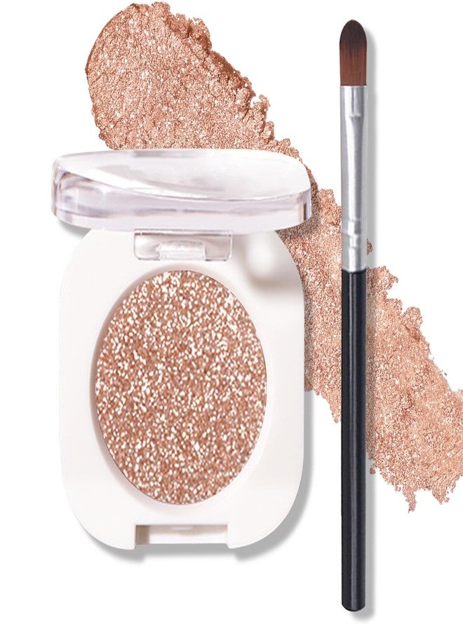 QIUFSSE Glitter Eyeshadow Champagne Glow Single Eyeshadow,Ultra Fine Shimmer Eyeshadow Lightweight Sparkling Blendable Formula,Daily Multiuse Glossy Eyes Makeup (09 Moonstone) - Image 1