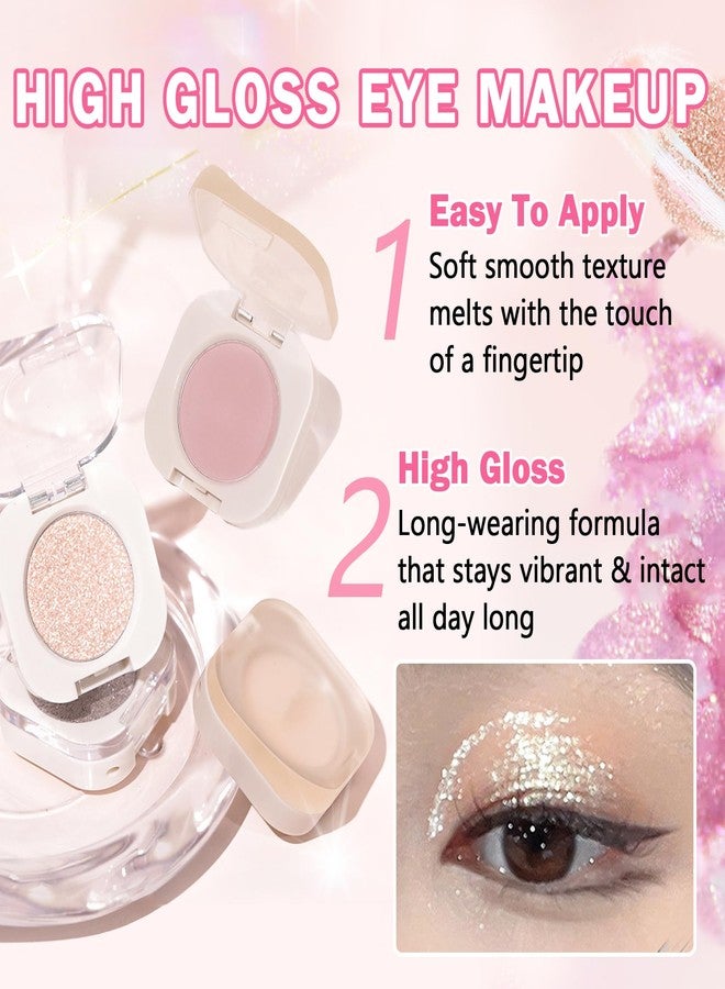 QIUFSSE Glitter Eyeshadow Champagne Glow Single Eyeshadow,Ultra Fine Shimmer Eyeshadow Lightweight Sparkling Blendable Formula,Daily Multiuse Glossy Eyes Makeup (09 Moonstone) - Image 3